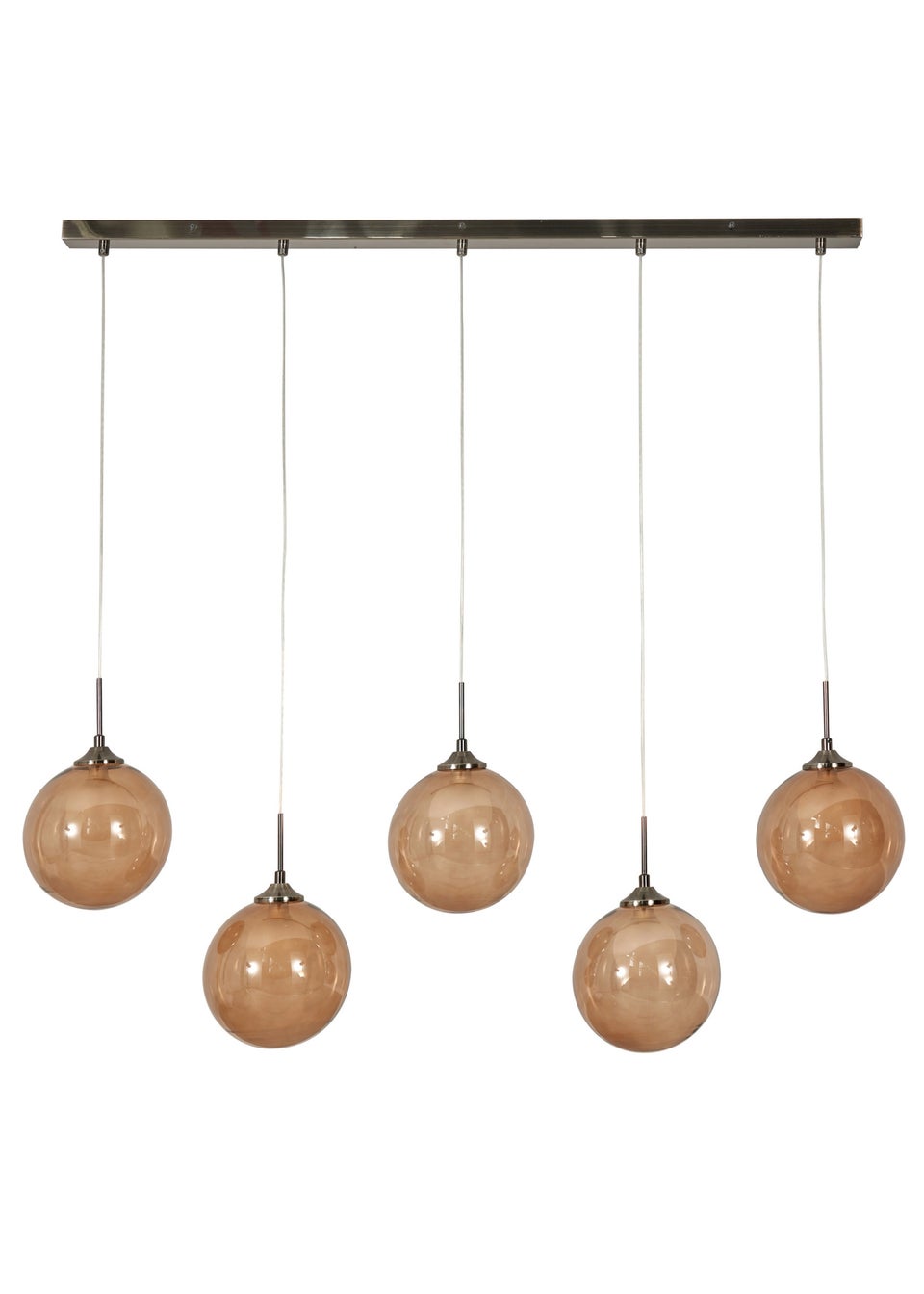 BHS Brown Peatrice Glass Ball Diner Bar 5 Light (34-132cm x 109cm)