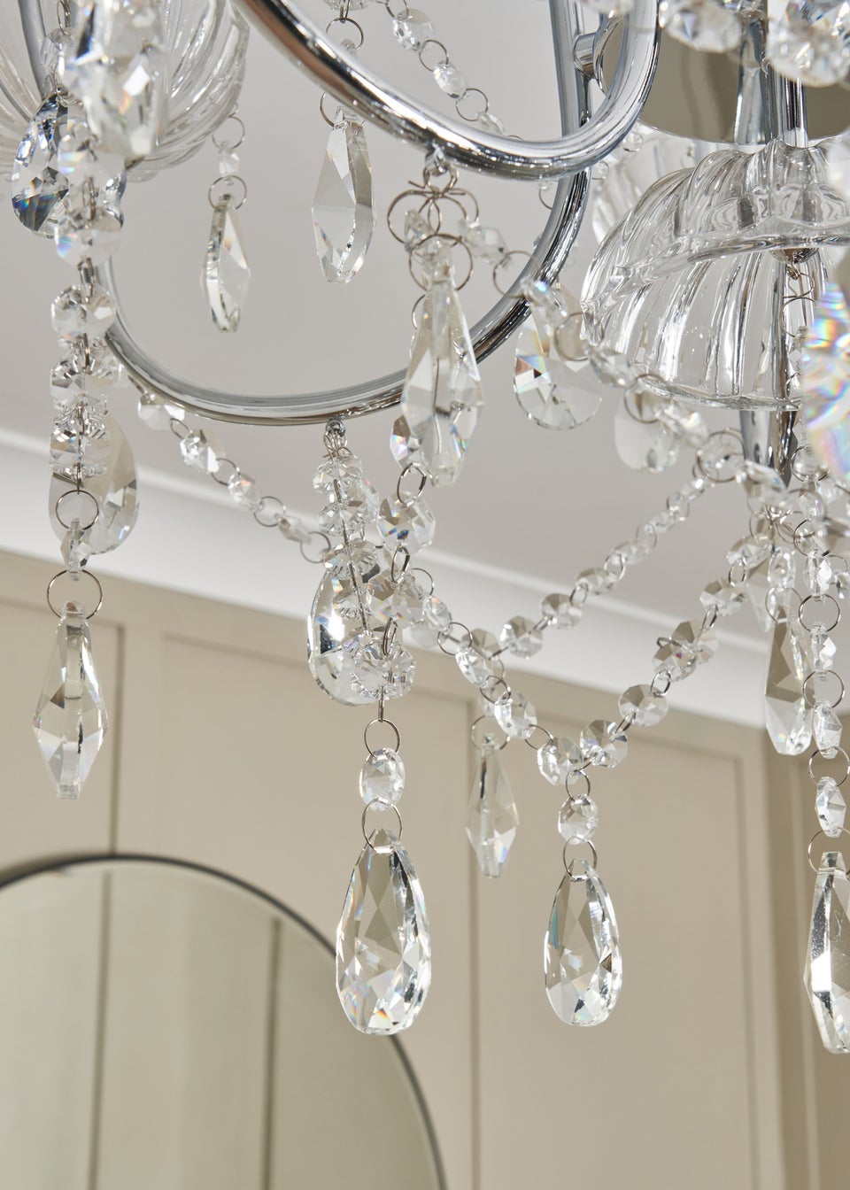 BHS Chrome Edith Flush 5 Light Chandelier 60cm x 45cm Matalan