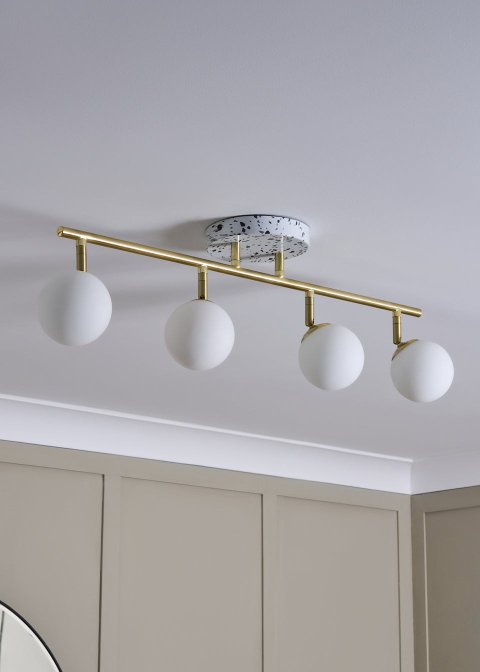 BHS Antique Brass Lott Terrazzo Opal Ball 4 Spotlight (23cm x 79cm)