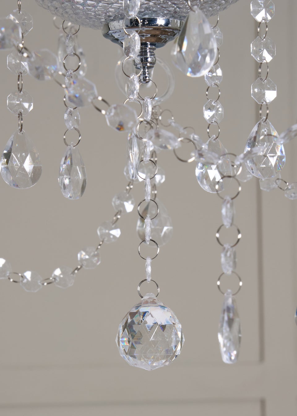 BHS Chrome Charlotte 9 Light Chandelier (91-117cm x 72cm)