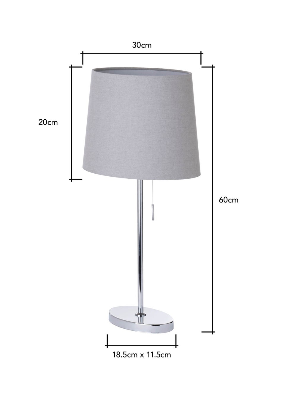 BHS Chrome Bryant Oval Table Lamp (60cm x 30cm)