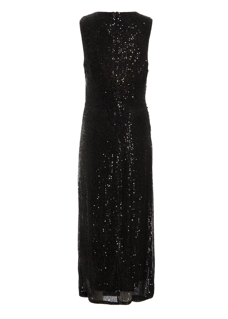 Quiz Black Sequin Ruched Side Midaxi Dress