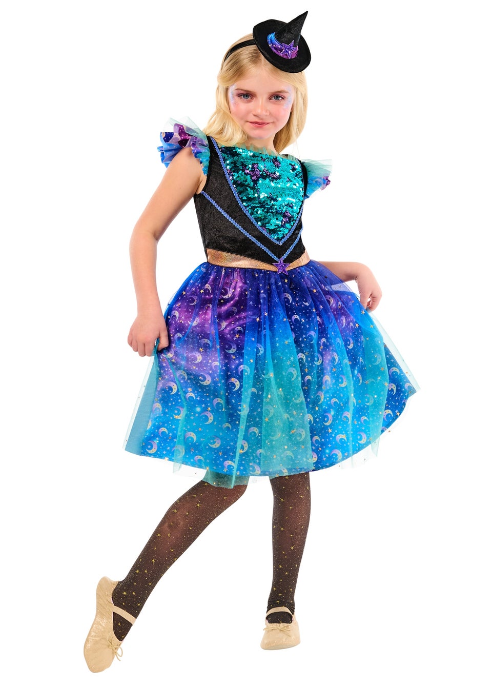 Cosmic Witch Costume Child Black Purple Turquoise Cosmic Witch Costume Child Black Purple Turquoise