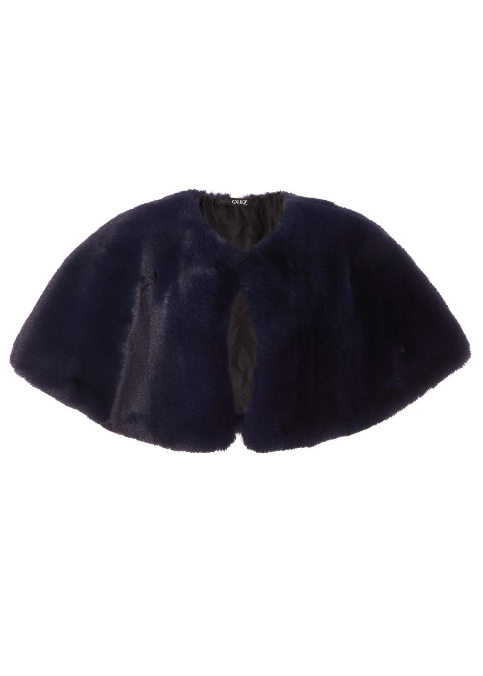 Navy faux fur wrap top