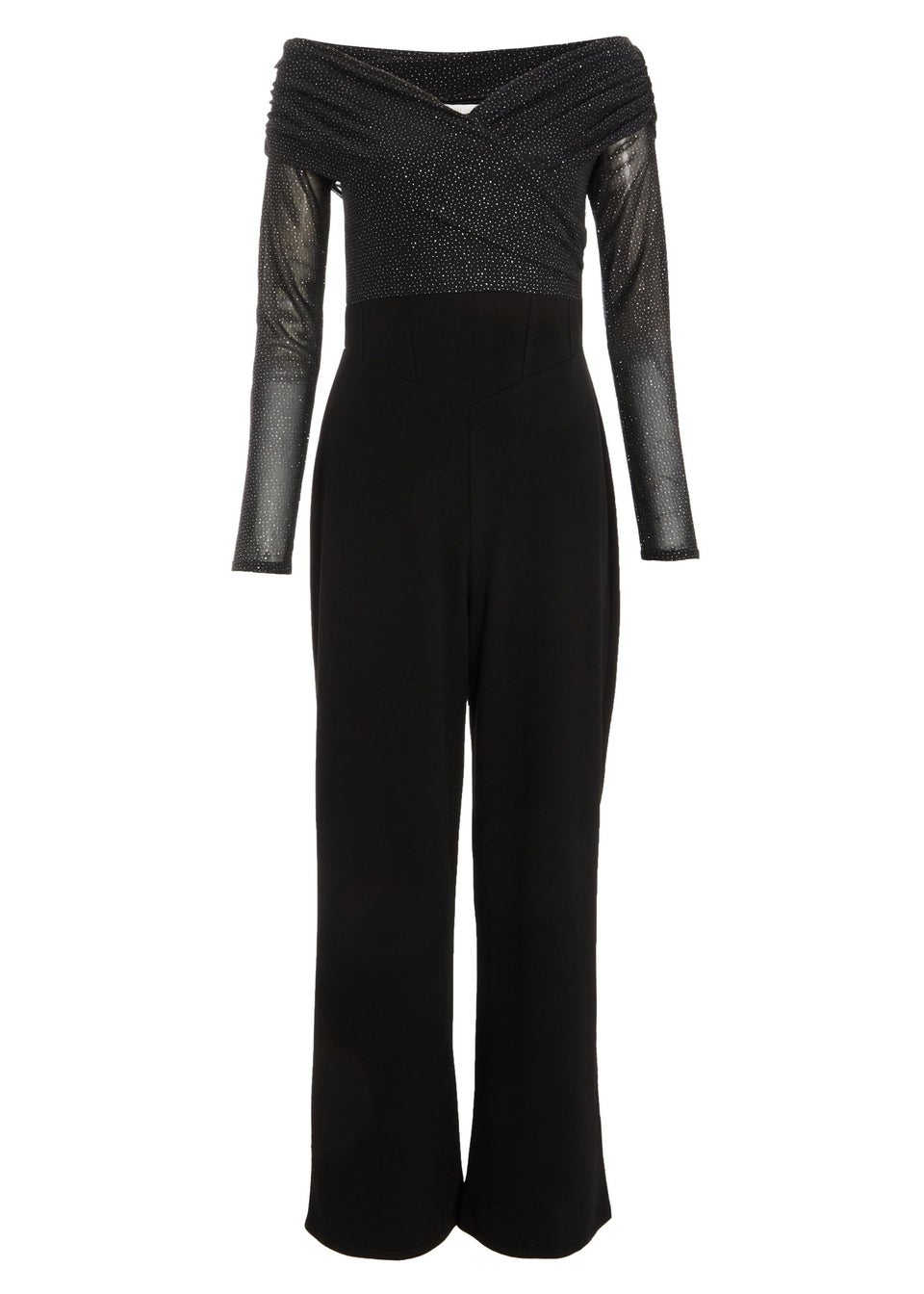 Quiz Black Glitter Palazzo Jumpsuit