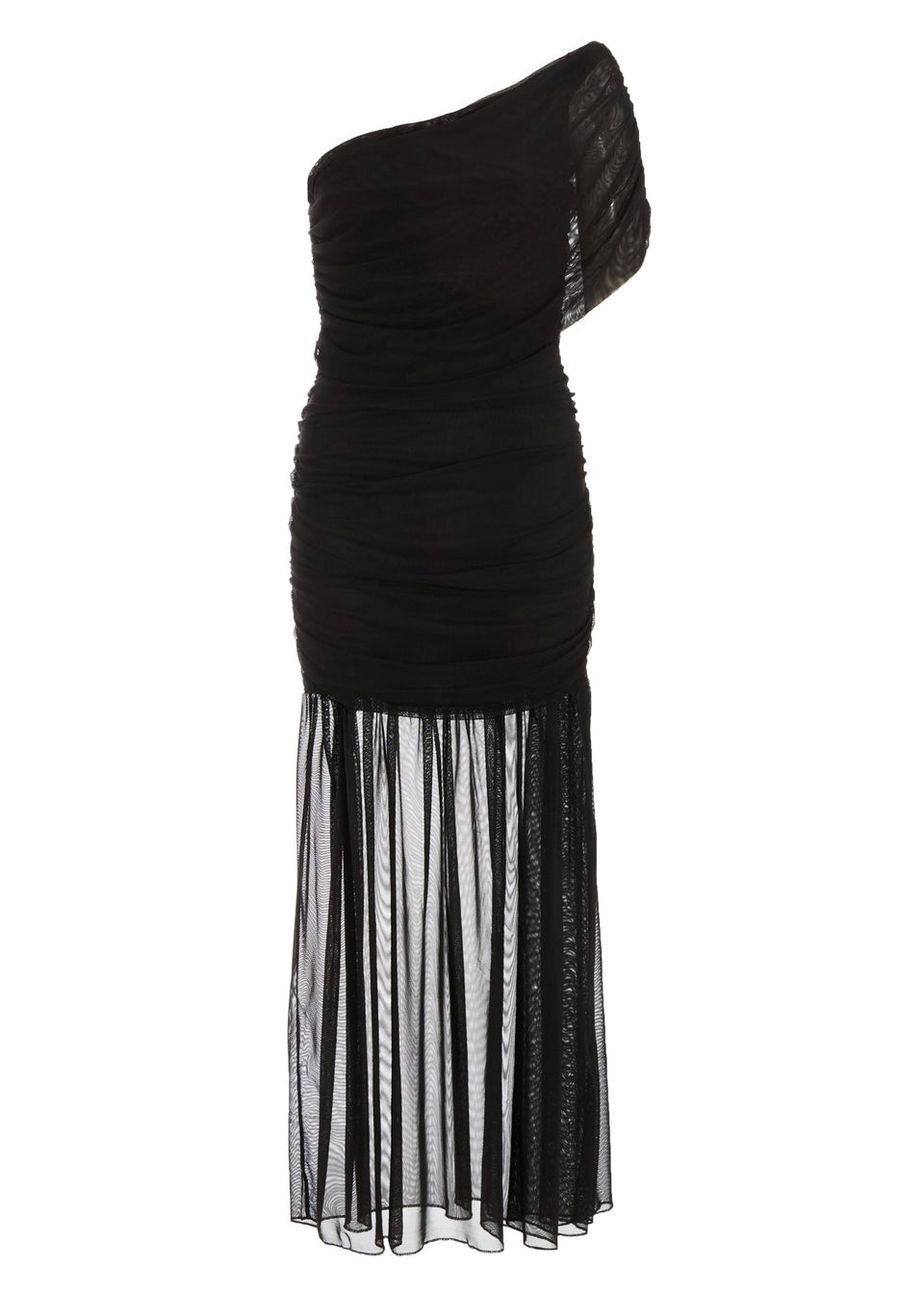 Quiz Black Mesh Drop Waist Midaxi Dress