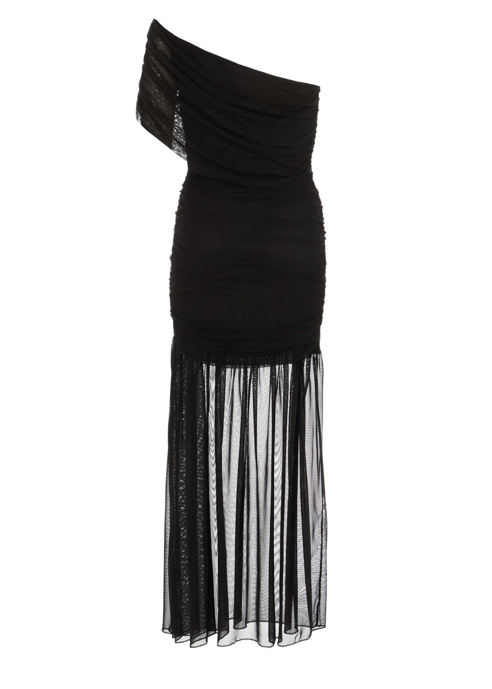 Quiz Black Mesh Drop Waist Midaxi Dress