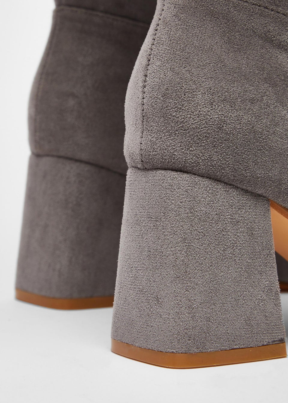 Quiz Grey Faux Suede Ruched Heeled Boots Matalan