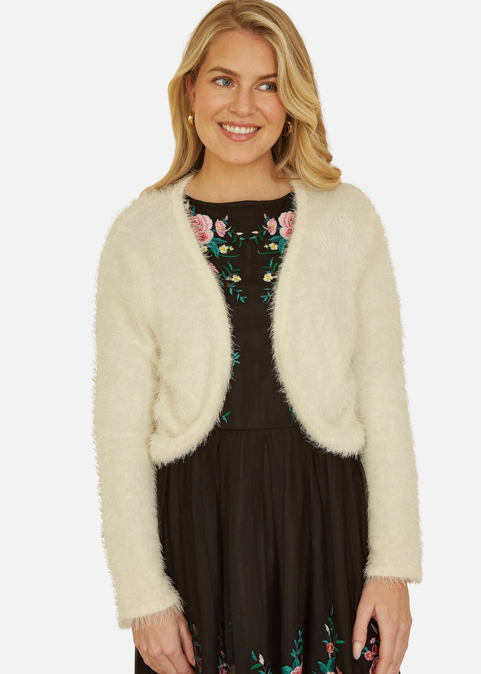 Yumi Ivory Eyelash Knit Bolero
