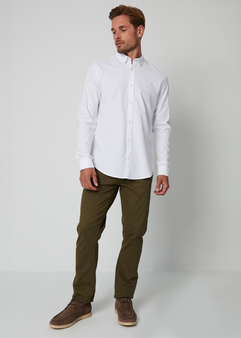 Threadbare White Oxford Cotton Long Sleeve Shirt