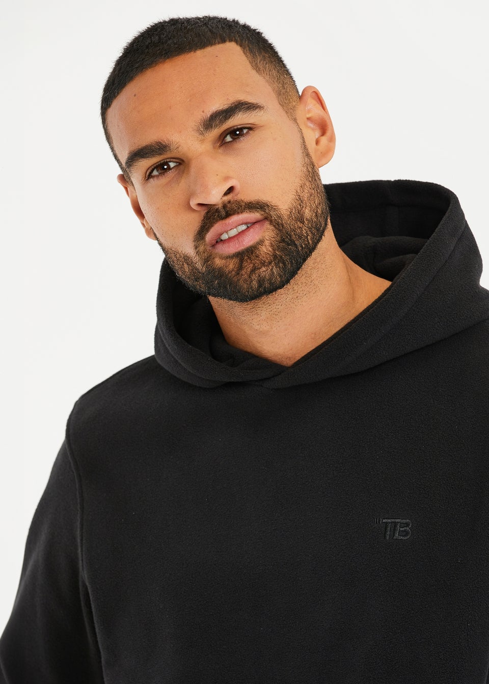 Threadbare Black Microfleece Overhead Hoodie