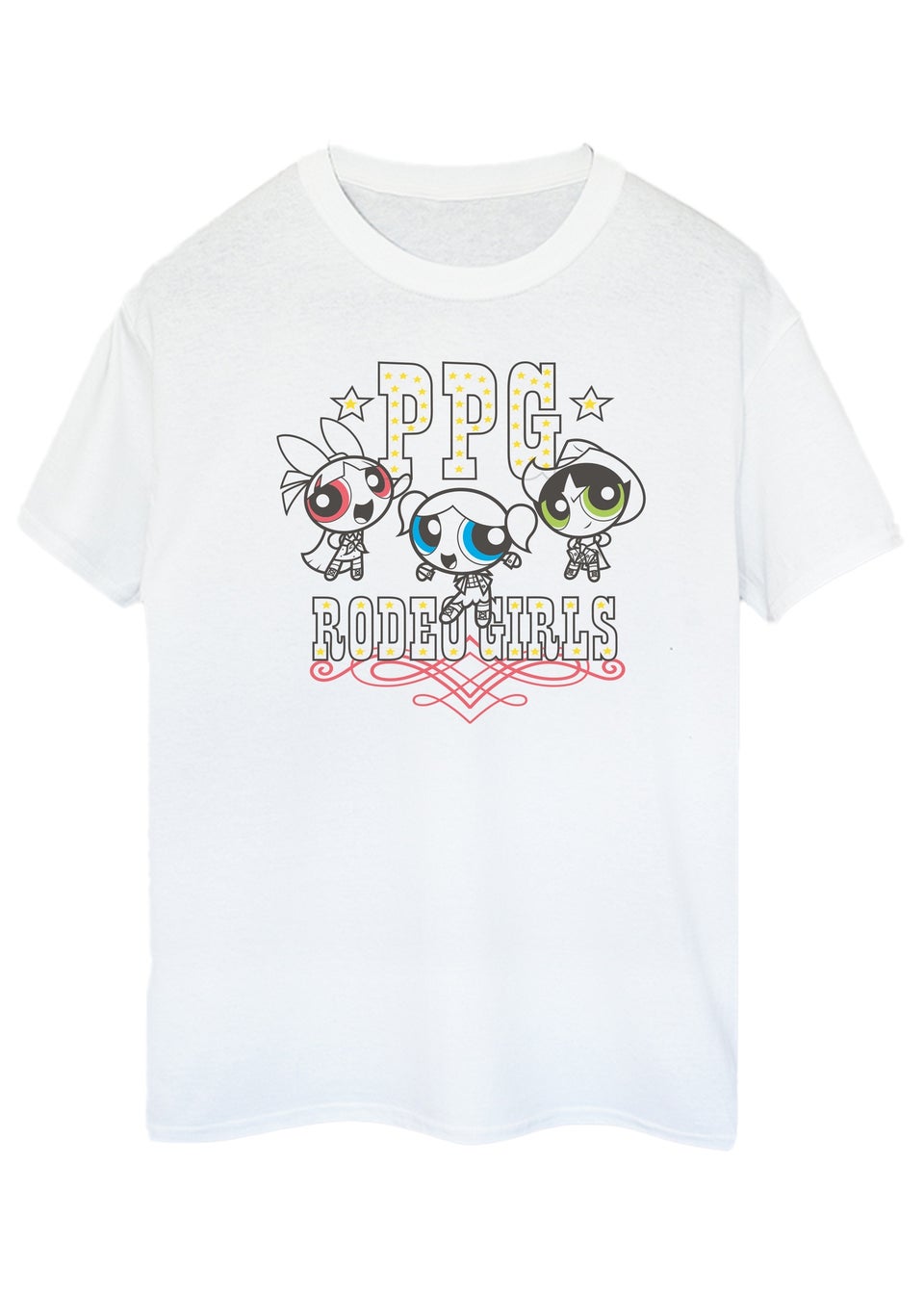 The Powerpuff Girls White Rodeo Boyfriend Fit T Shirt