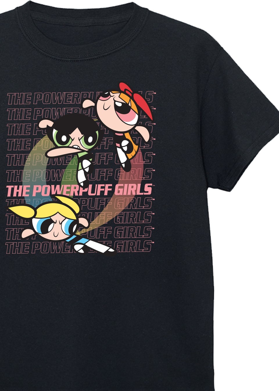 The Powerpuff Girls Black Repeat Logo T-Shirt (3-13 Years)
