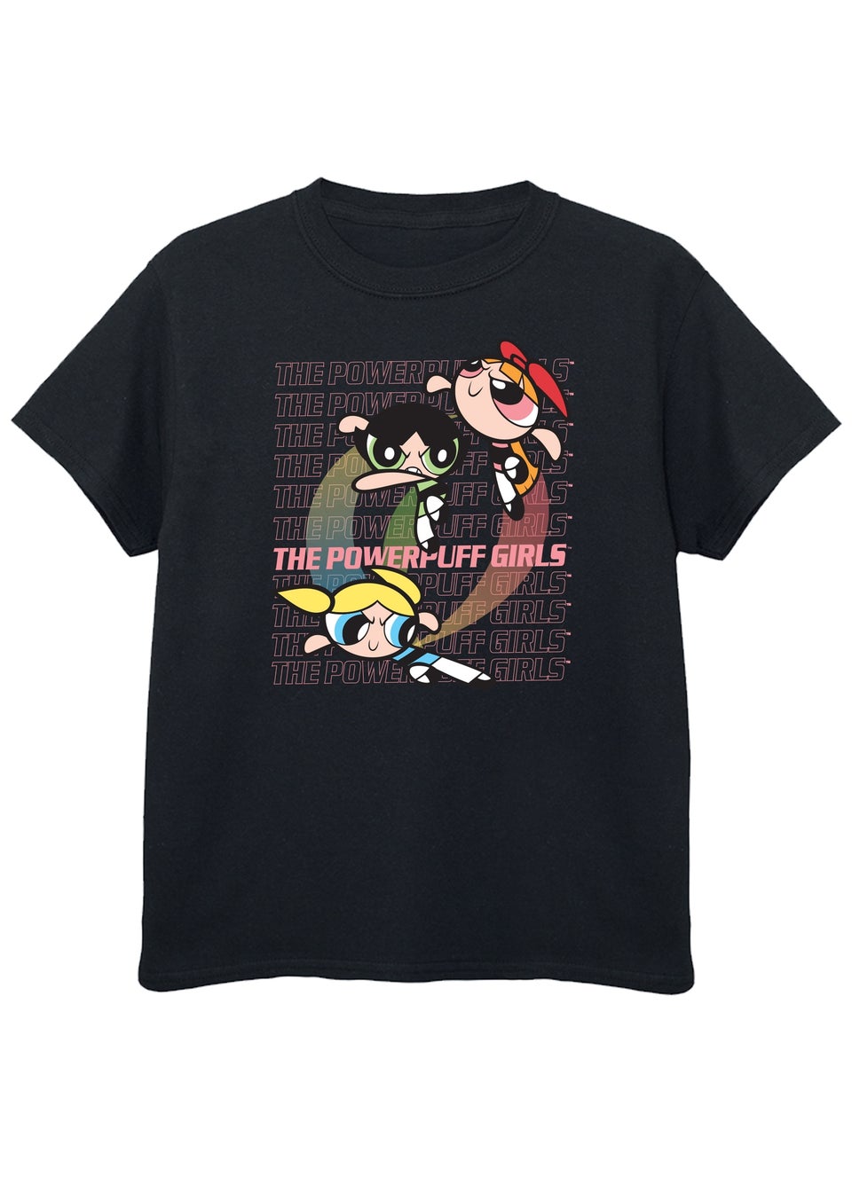 The Powerpuff Girls Black Repeat Logo T-Shirt (3-13 Years)