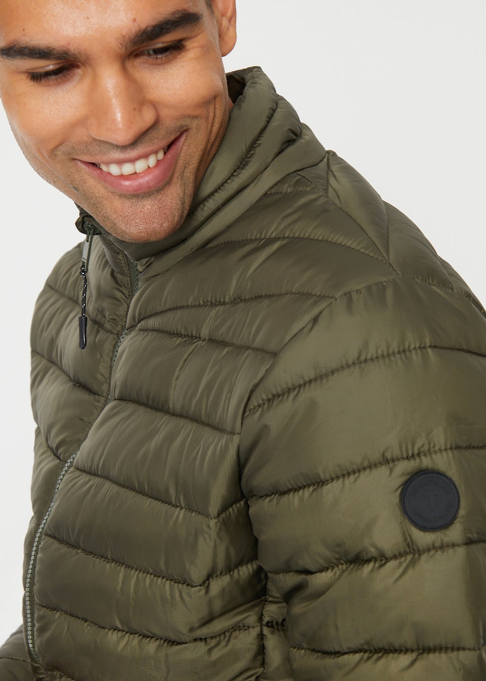 Threadbare Khaki Matte Finish Padded Funnel Neck Jacket