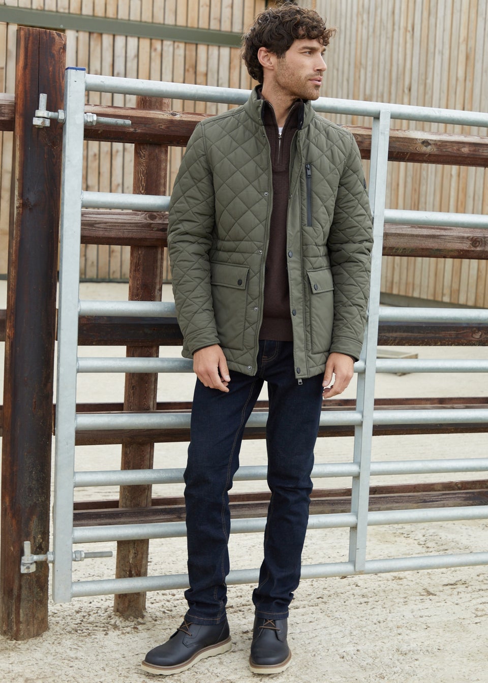 Threadbare Khaki Showerproof Quilted Patch Pocket Jacket