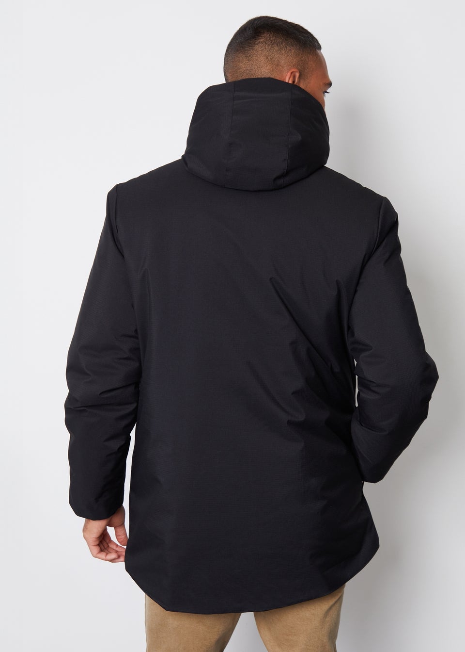 Threadbare Black Showerproof Patch Pocket Padded Hooded Coat