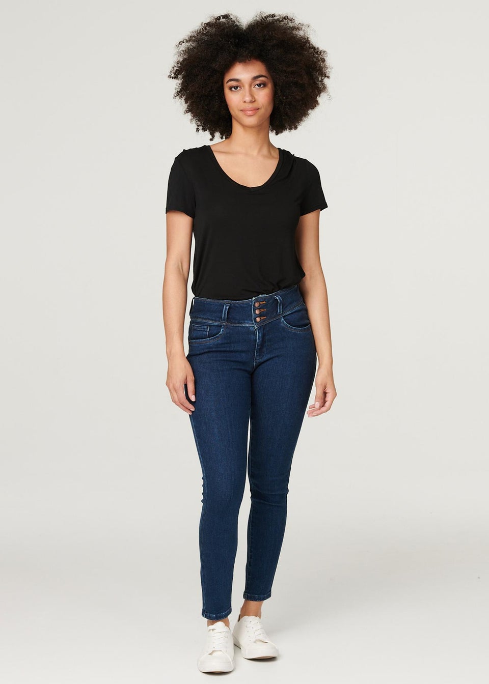 Izabel London Blue Denim High Waist Skinny Jeans