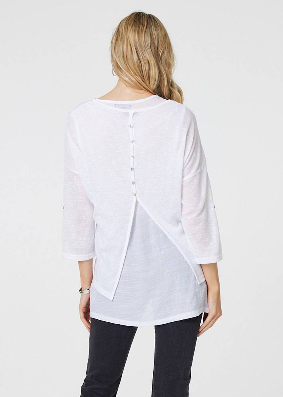 Izabel London White Metallic Star Print Layered Tunic Top