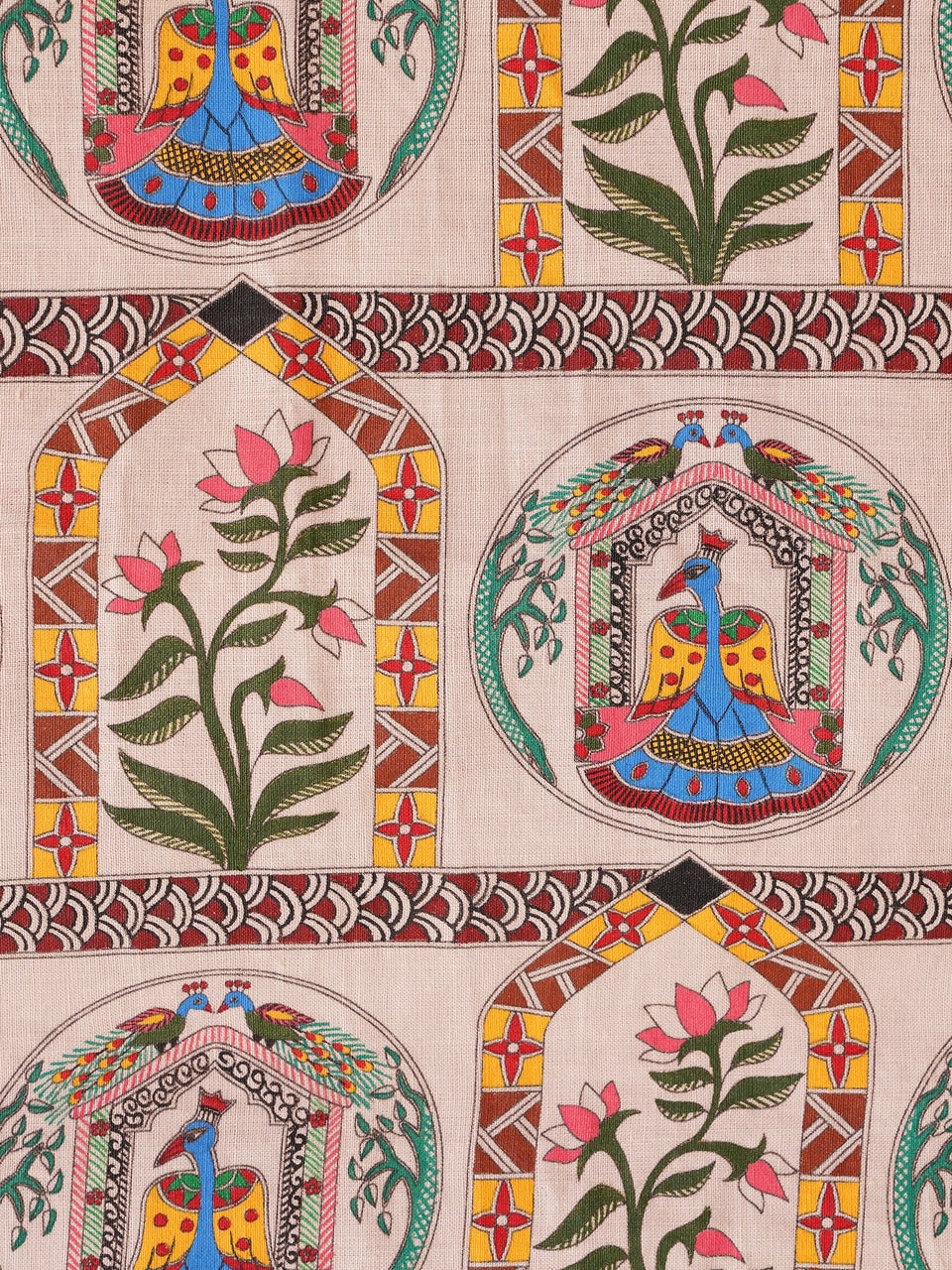 KAAMNA Women Pink Hemp Hand Painted Stole