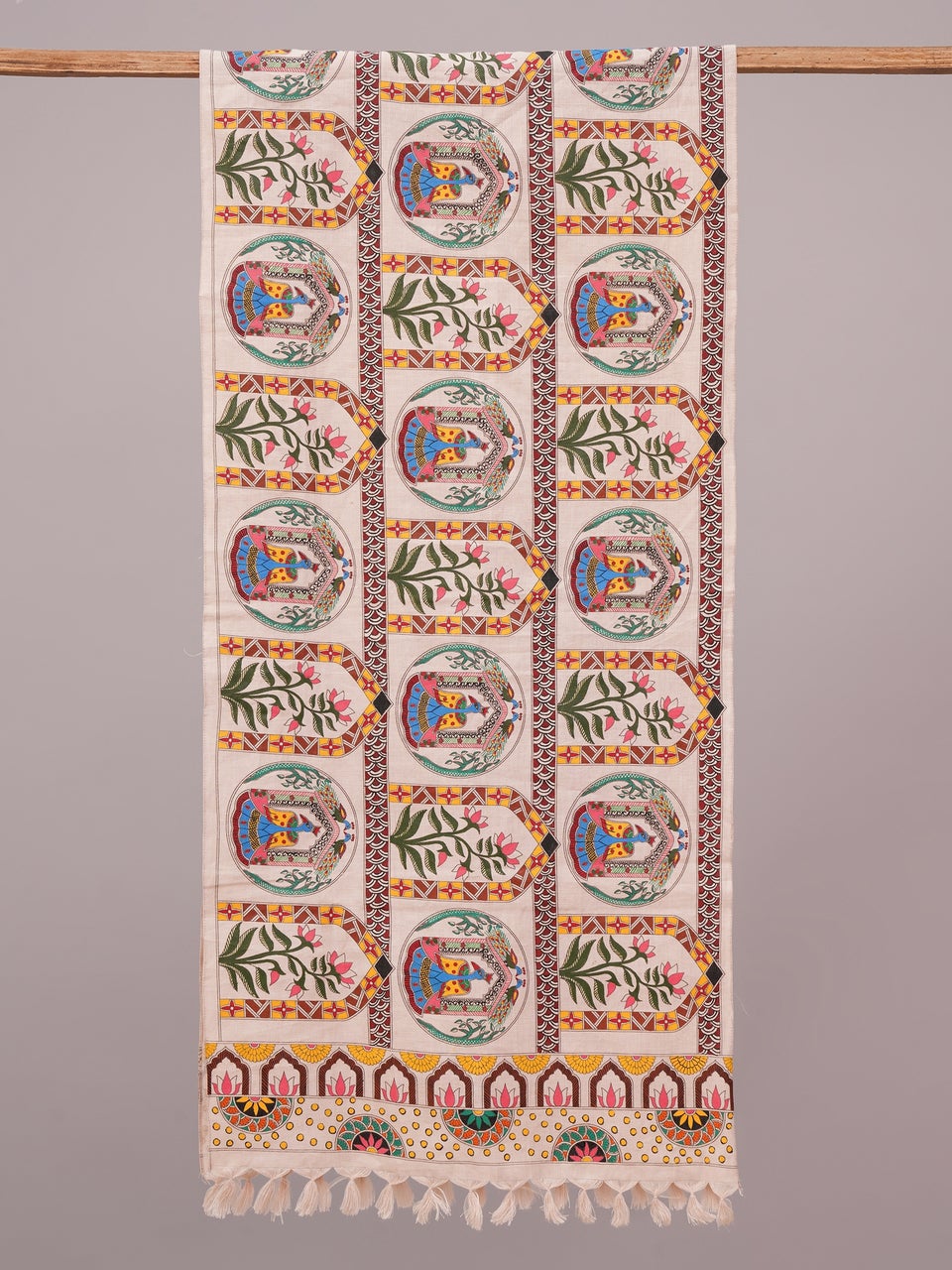 KAAMNA Women Pink Hemp Hand Painted Stole