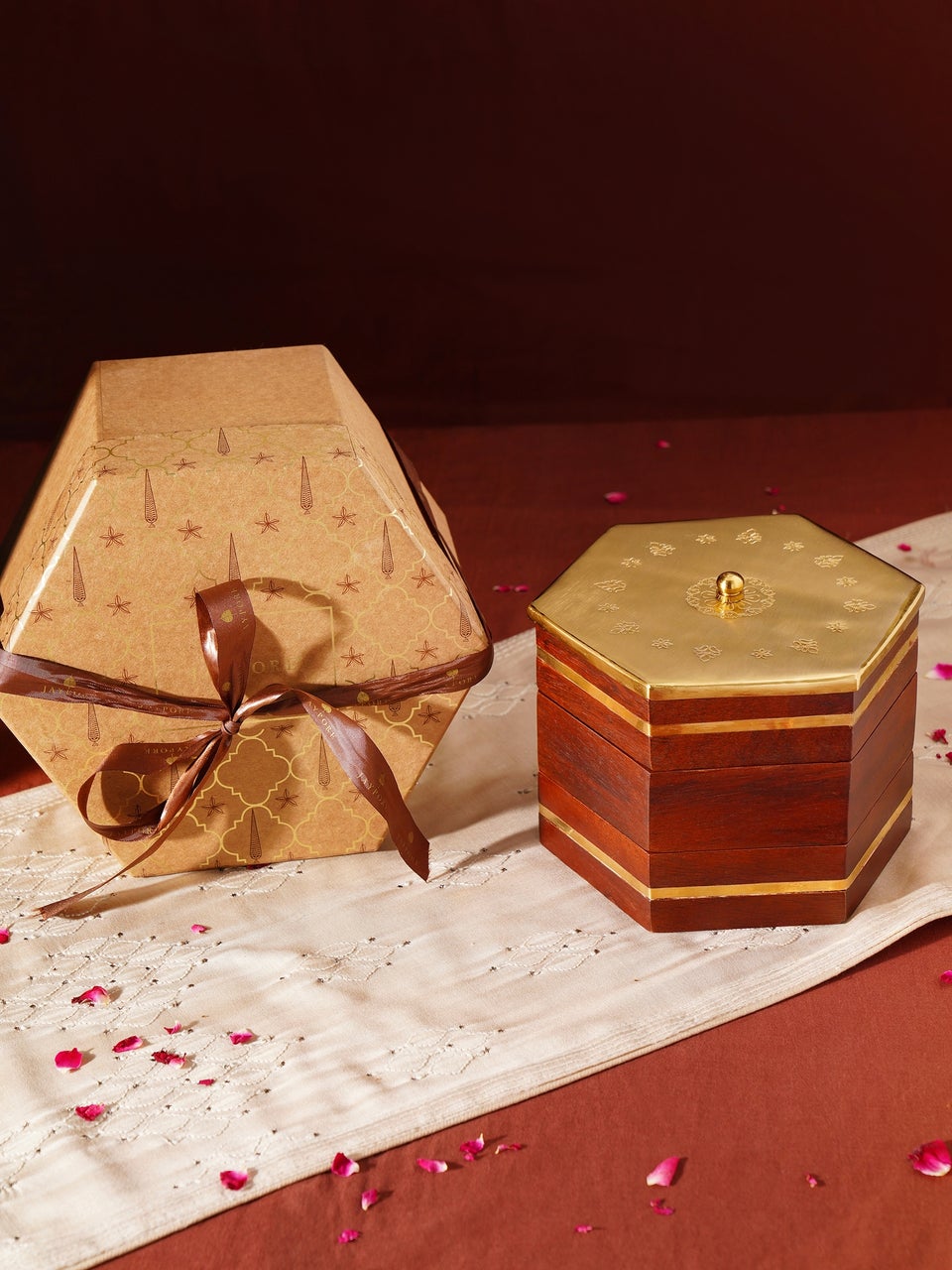 Brown Wood And Metal Hand Crafted Storage Box