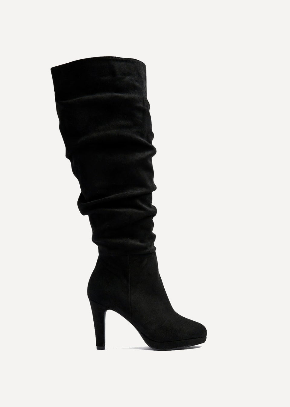 Linzi Gianna Black Faux Suede Platform High Leg Boot