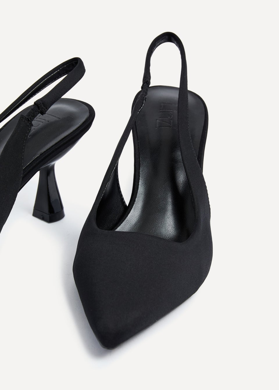Linzi Presley Black Lycra Sling Back Low Court Heel