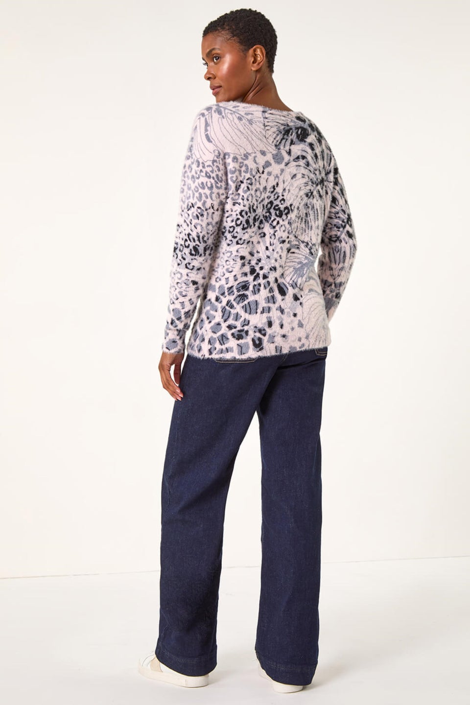 Roman Light Pink Fluffy Tropical Print Knit Jumper Matalan