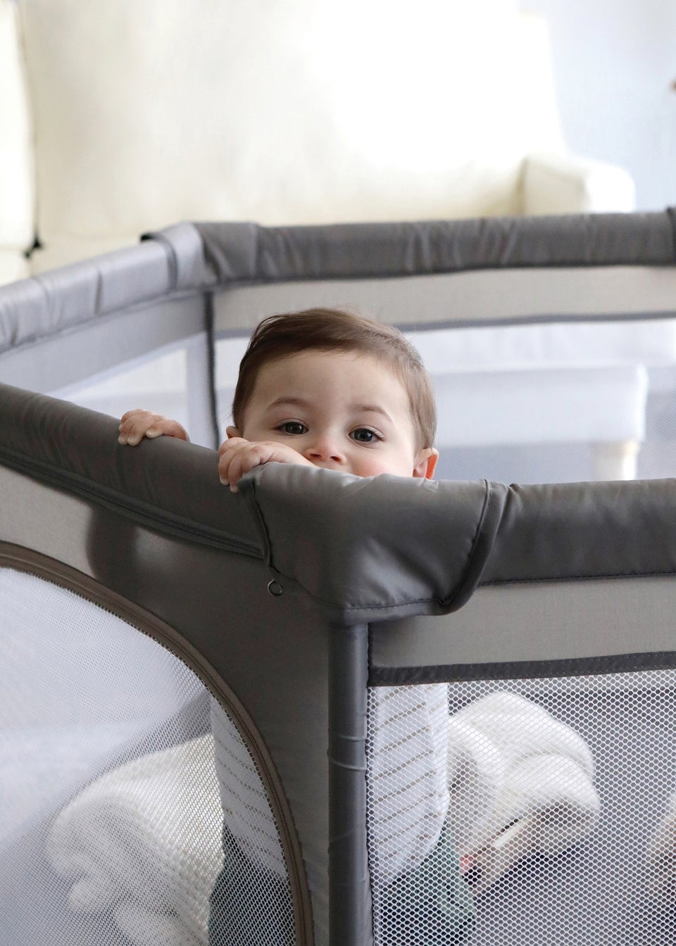 Dreambaby Grey Explore Fabric 6 Sided Playpen With Padded Frame Matalan