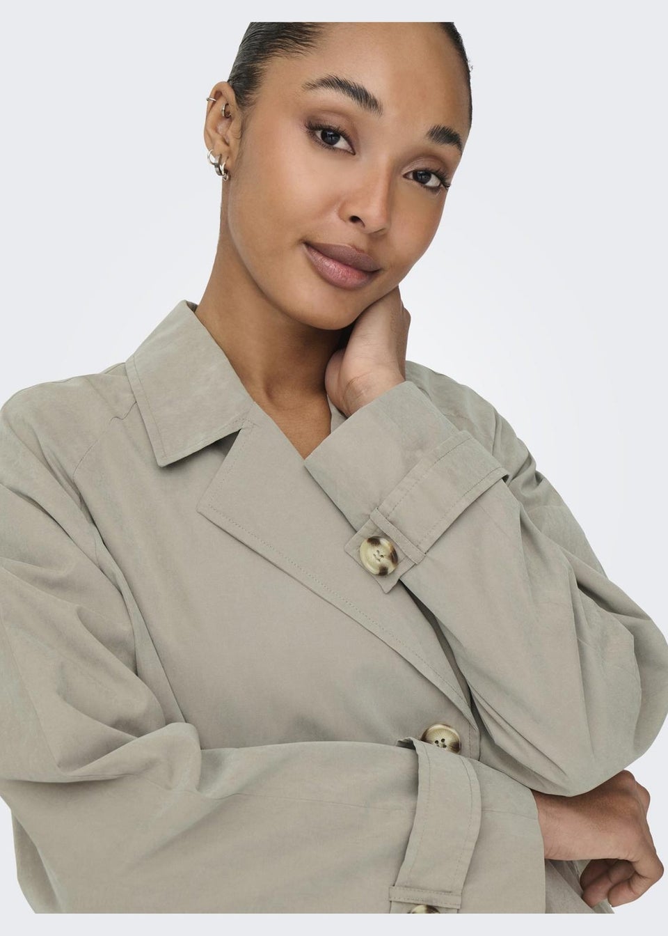 JDY Beige Cropped Trench Coat