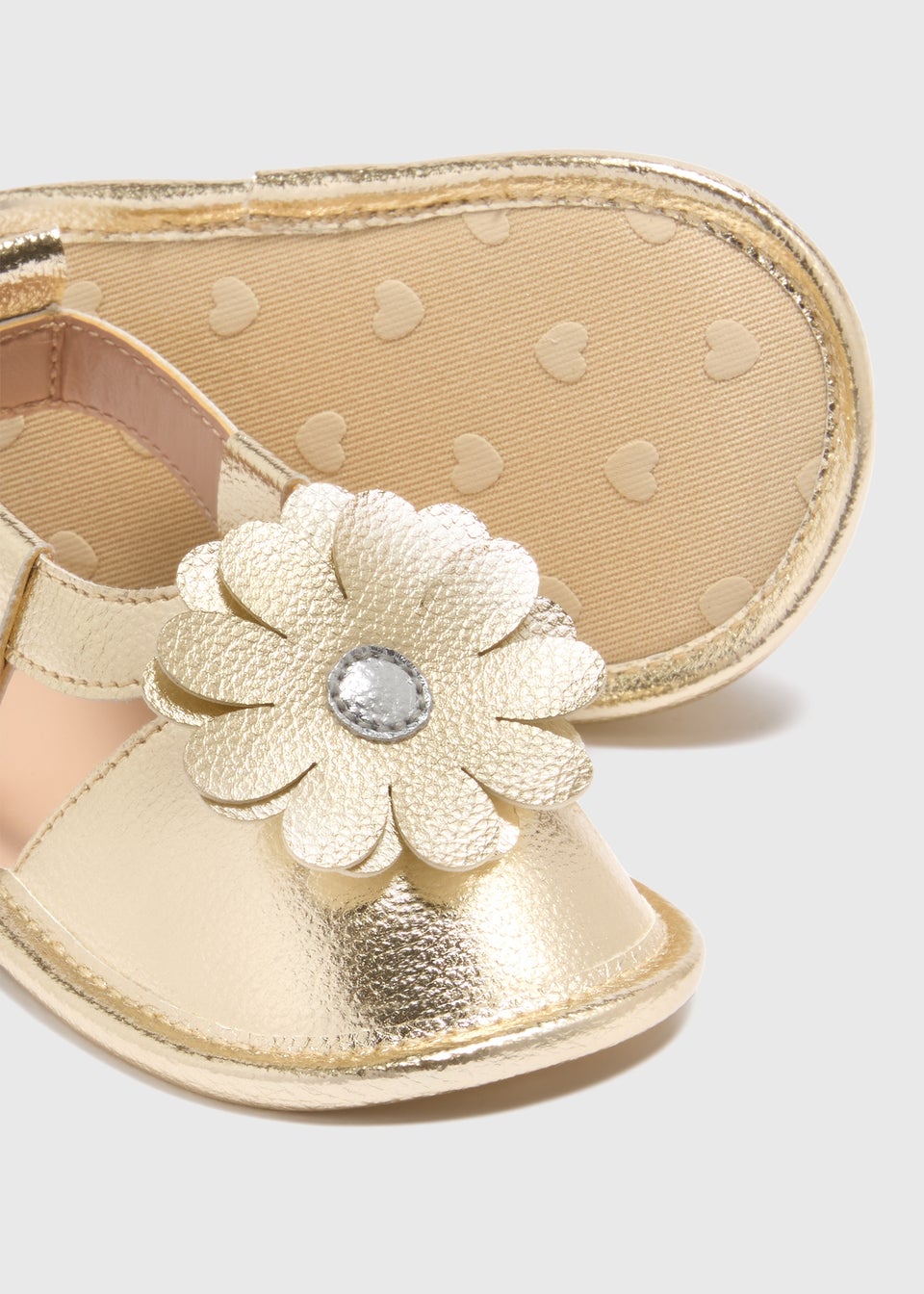 Girls Gold Flower Sandals (Newborn-18mths)