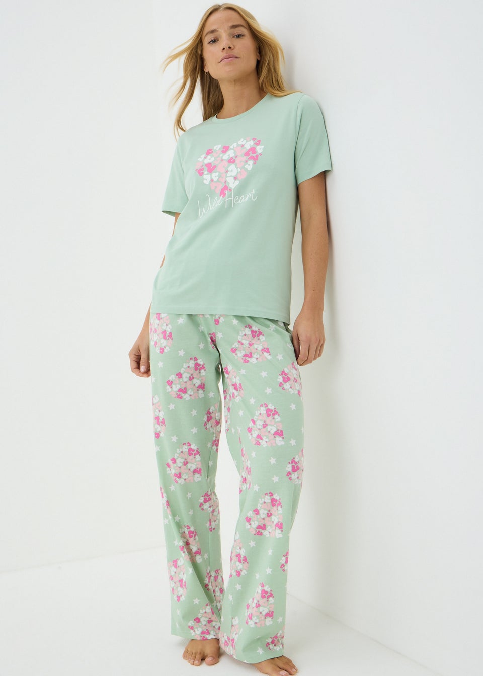 Sage Green Wild Heart Pyjama Set