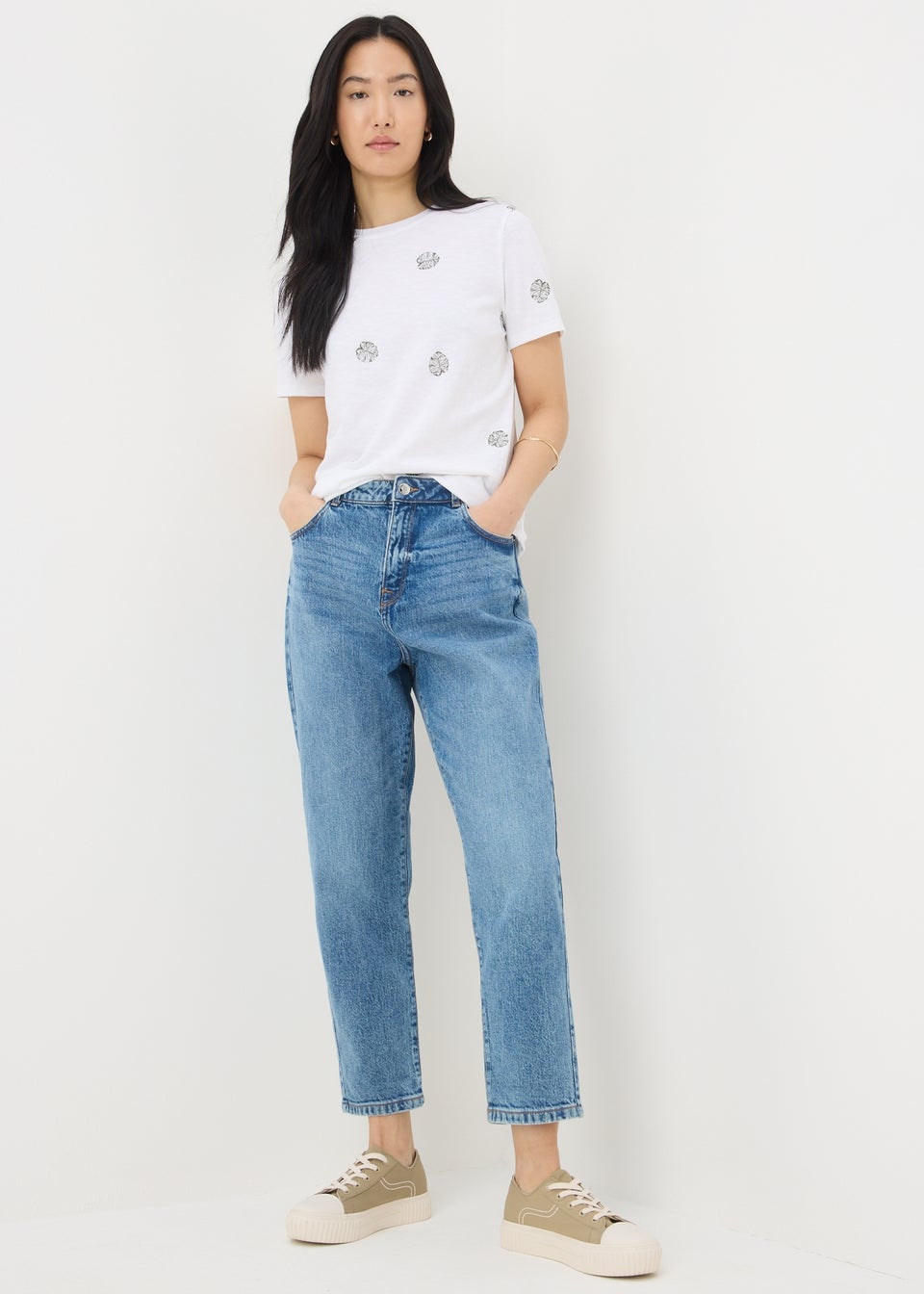 Blue Mid Wash Mom Style Jeans