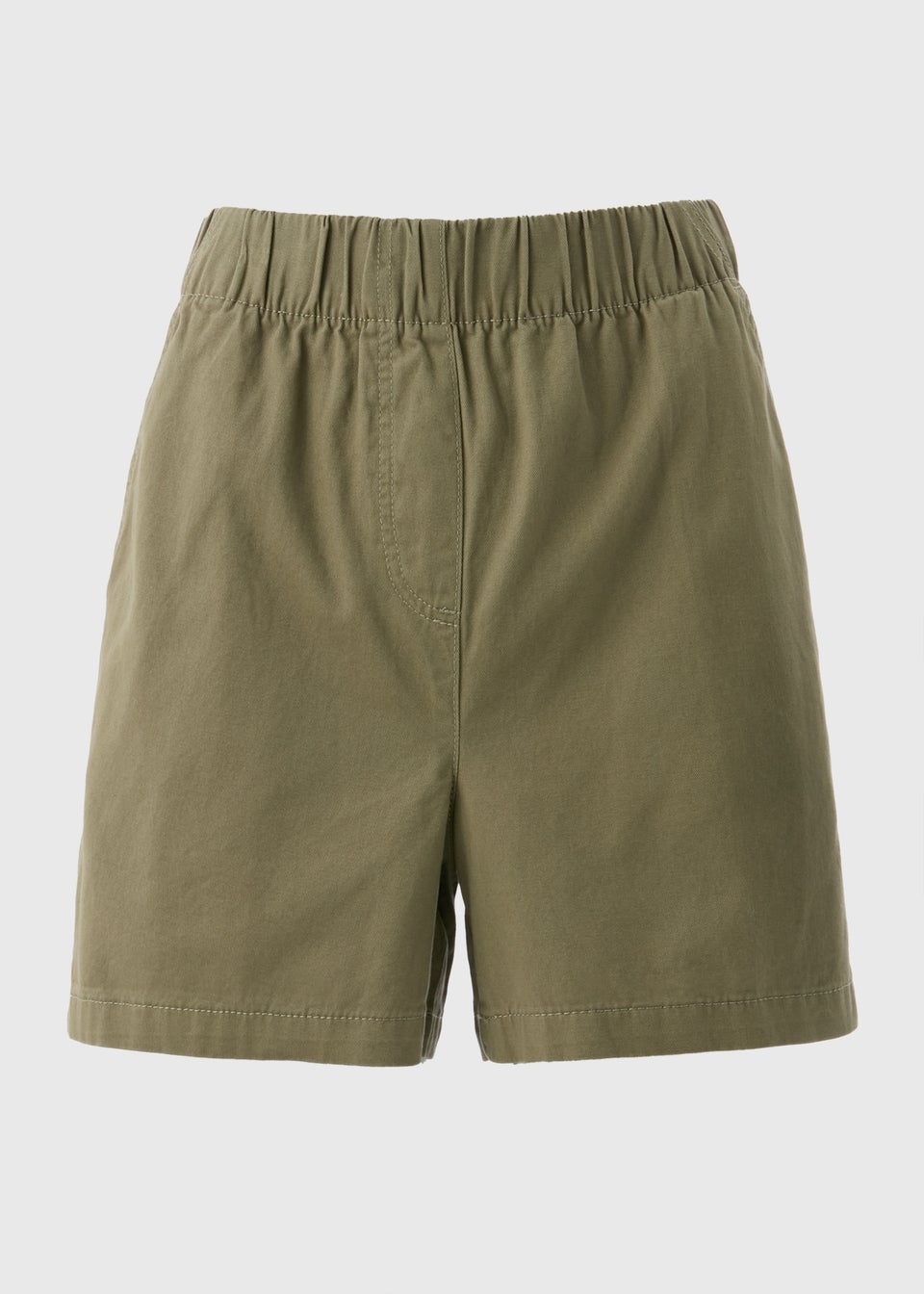 Khaki Cotton Paper Bag Shorts