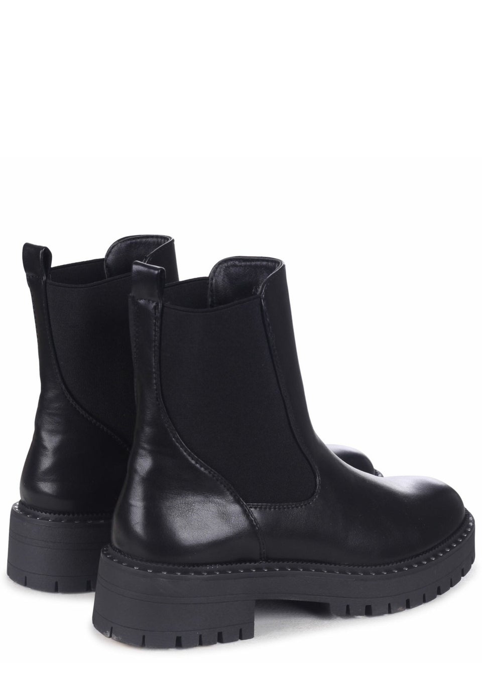 Linzi Andrea Black Faux Leather Silver Stud Detail Sole Chelsea Boot Matalan