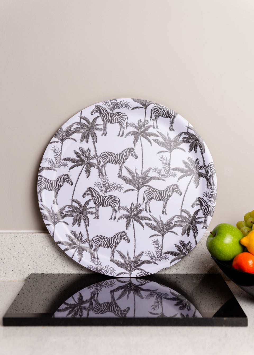 Summerhouse by Navigate Black & White Madagascar Large Round Zebra Tray