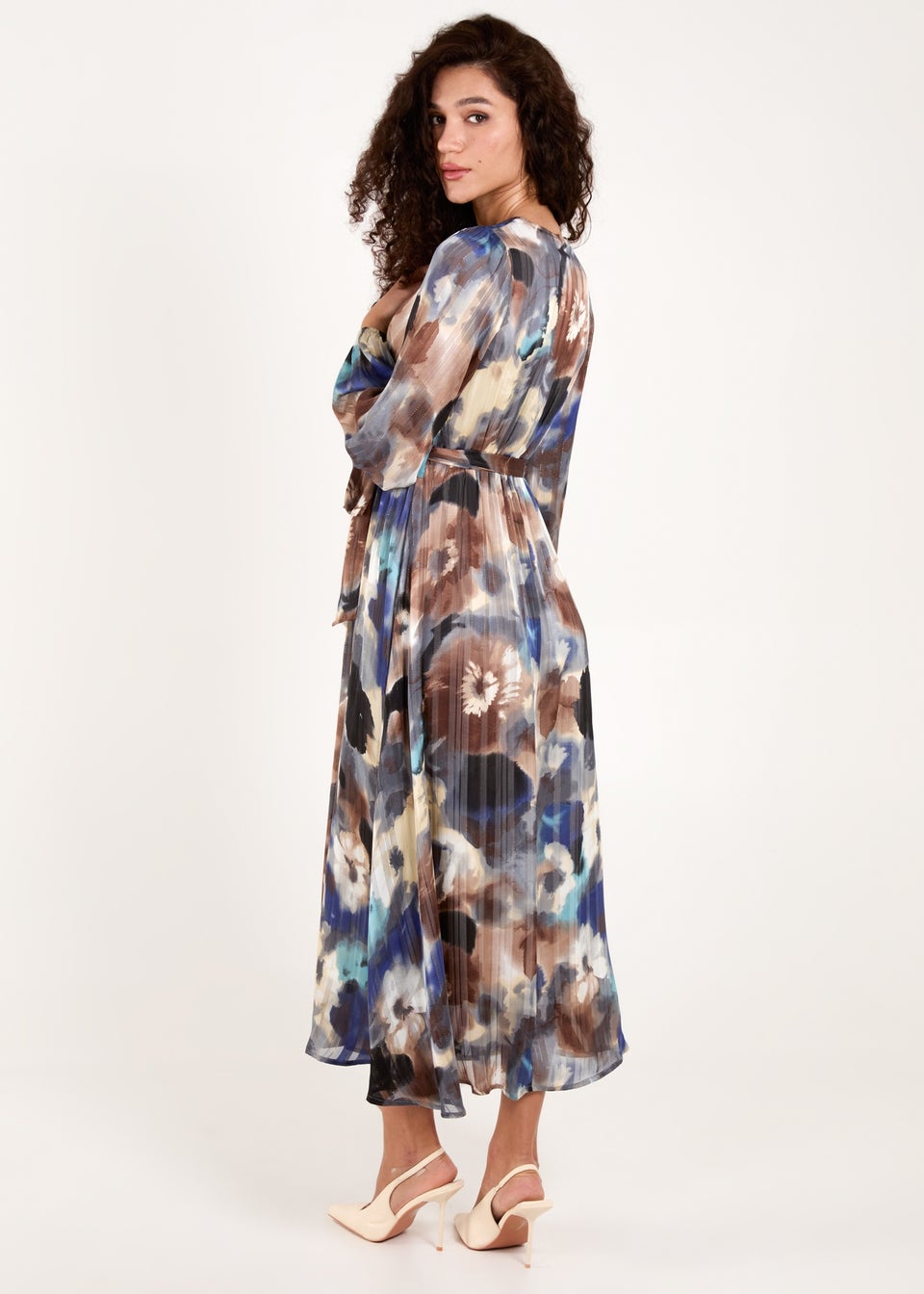 Blue Vanilla Navy Watercolour Wrap Maxi Dress