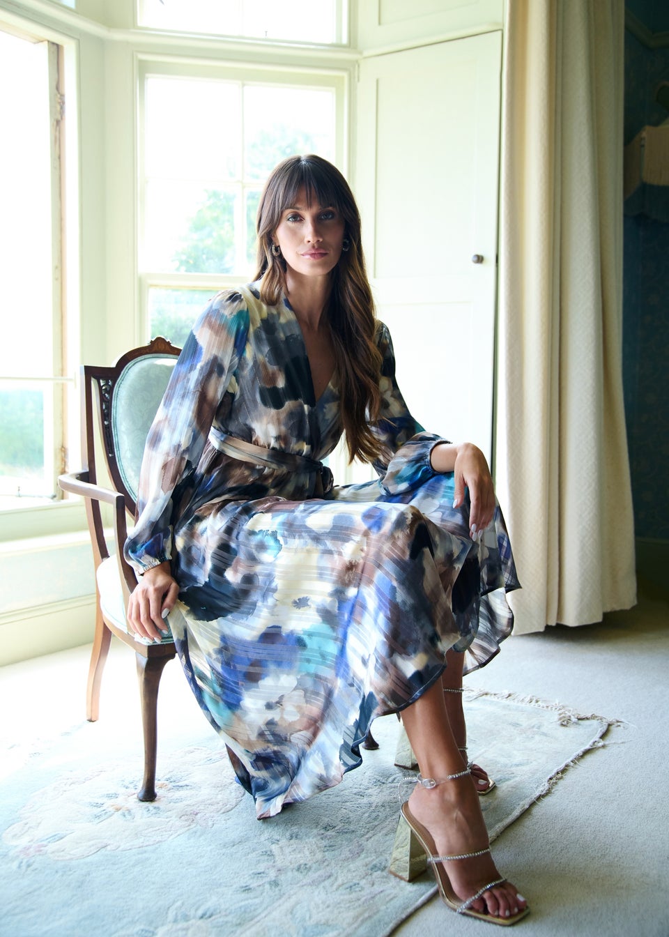 Blue vanilla floral maxi dress hot sale