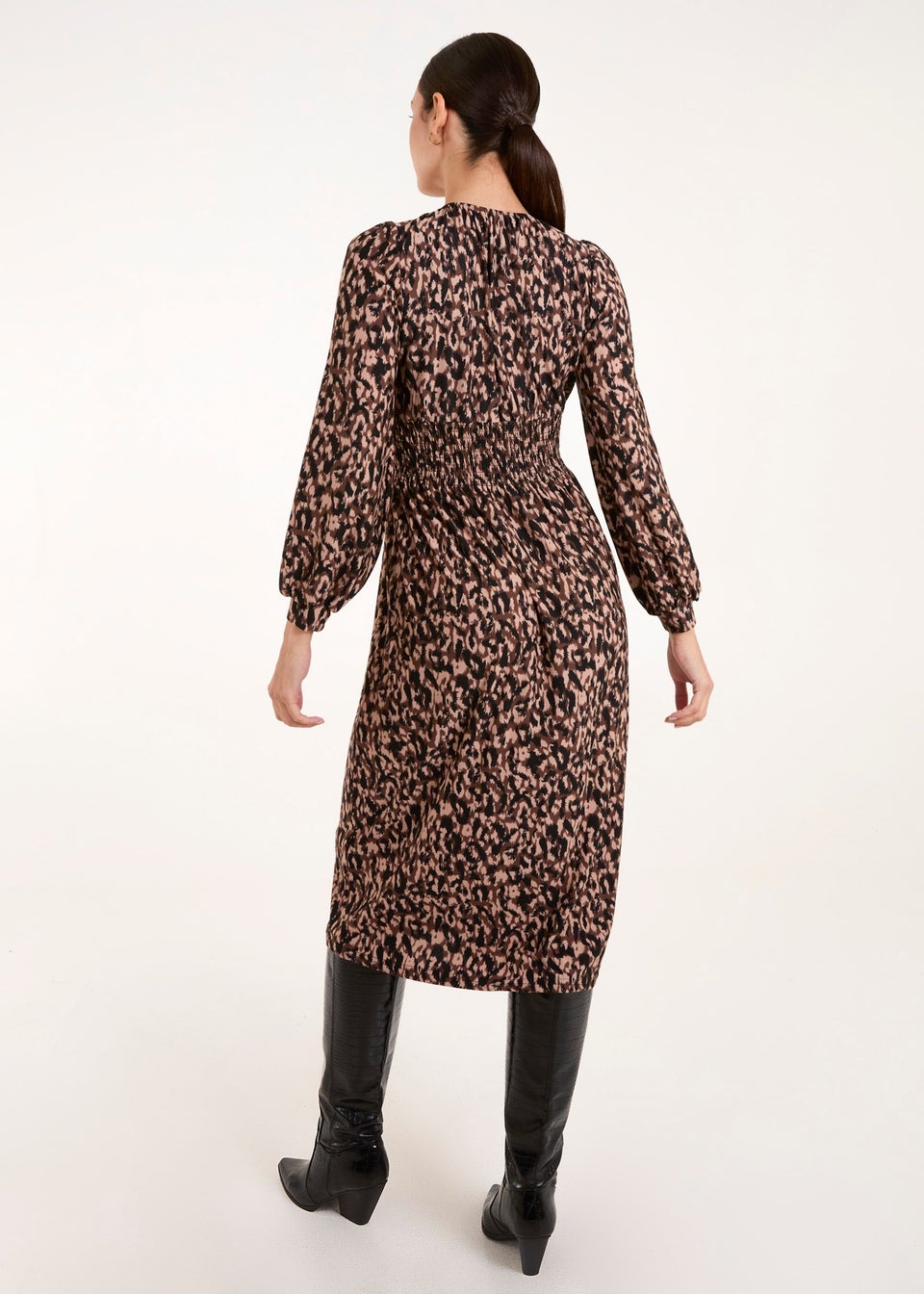 Blue Vanilla Brown Button Front Midi Dress