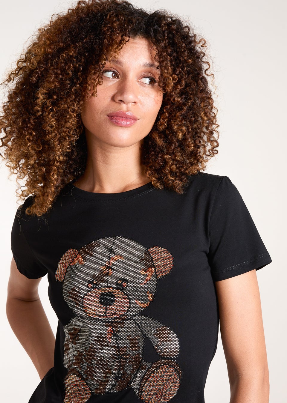 Blue Vanilla Black Diamante Teddy Bear T-shirt