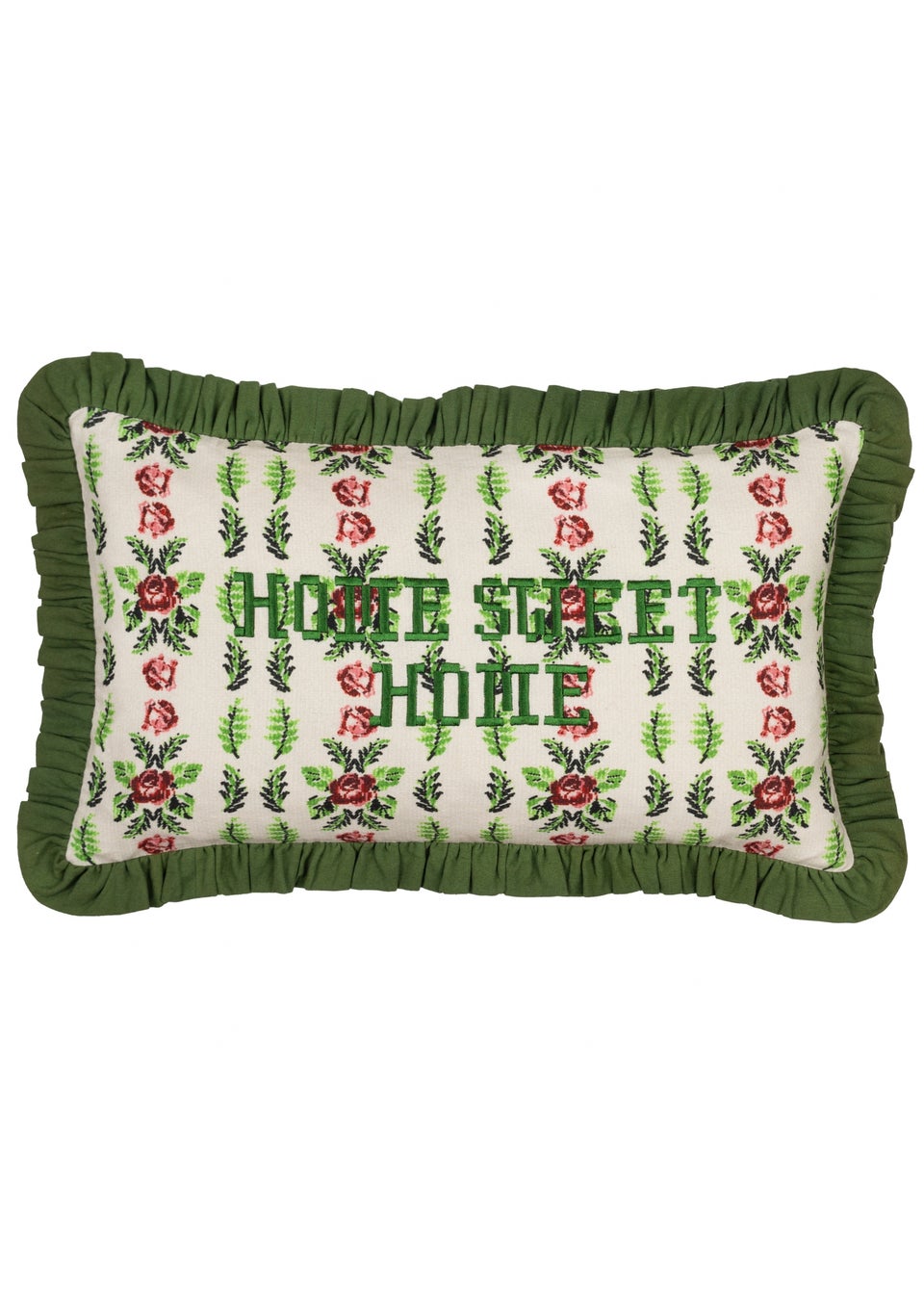 furn. Feeoni Home Sweet Home Embroidered Cotton Filled Cushion (30cm x 50cm)