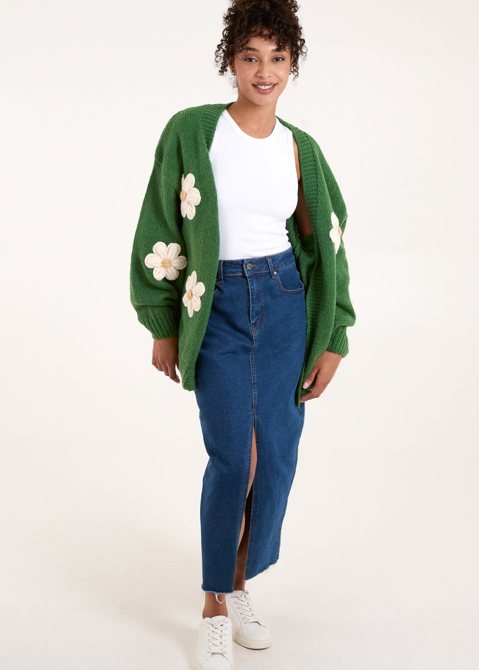 Blue Vanilla Green Daisy Large Flower Cardigan Matalan