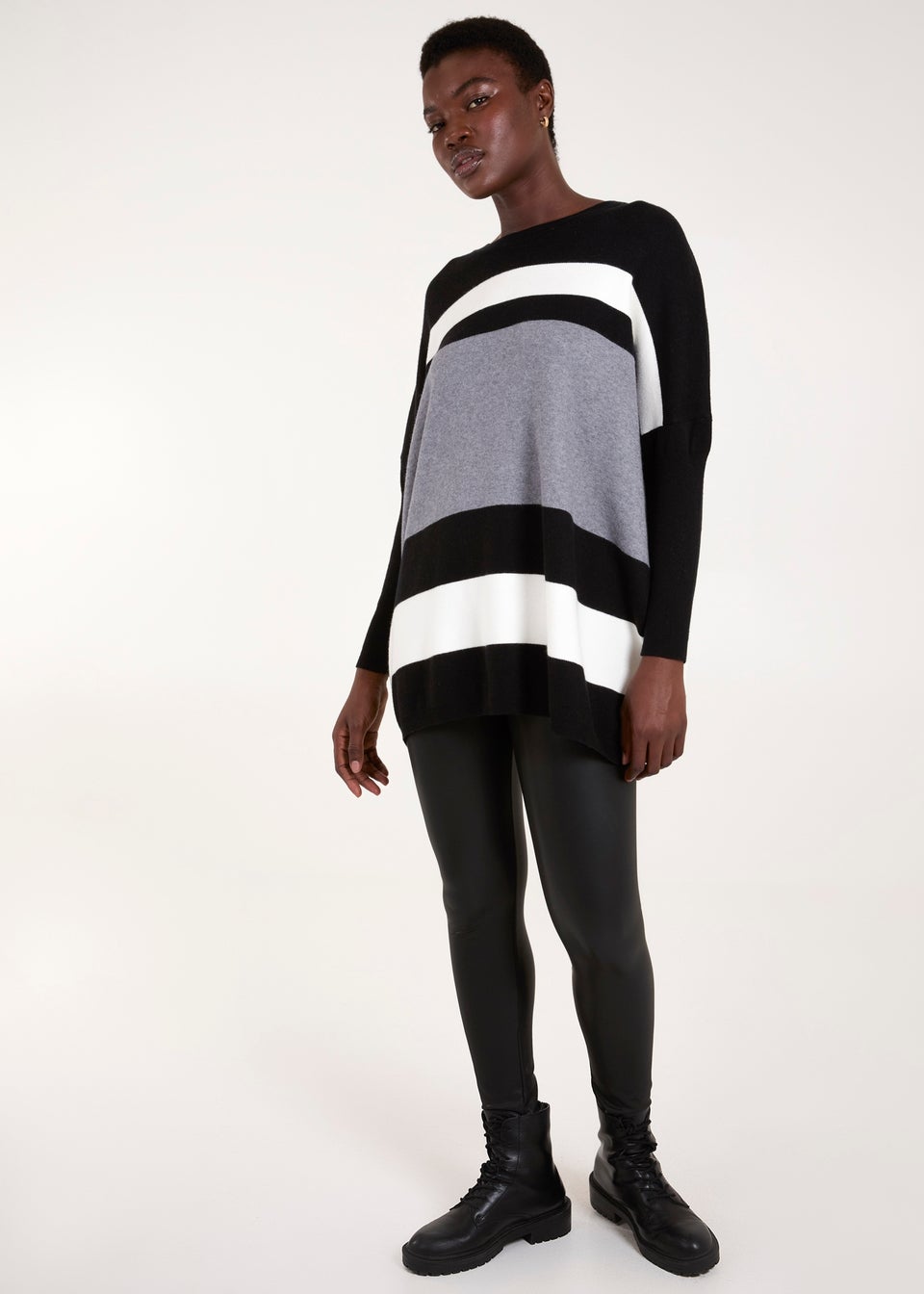 Blue Vanilla Grey Multi Stripe Colour Block Jumper