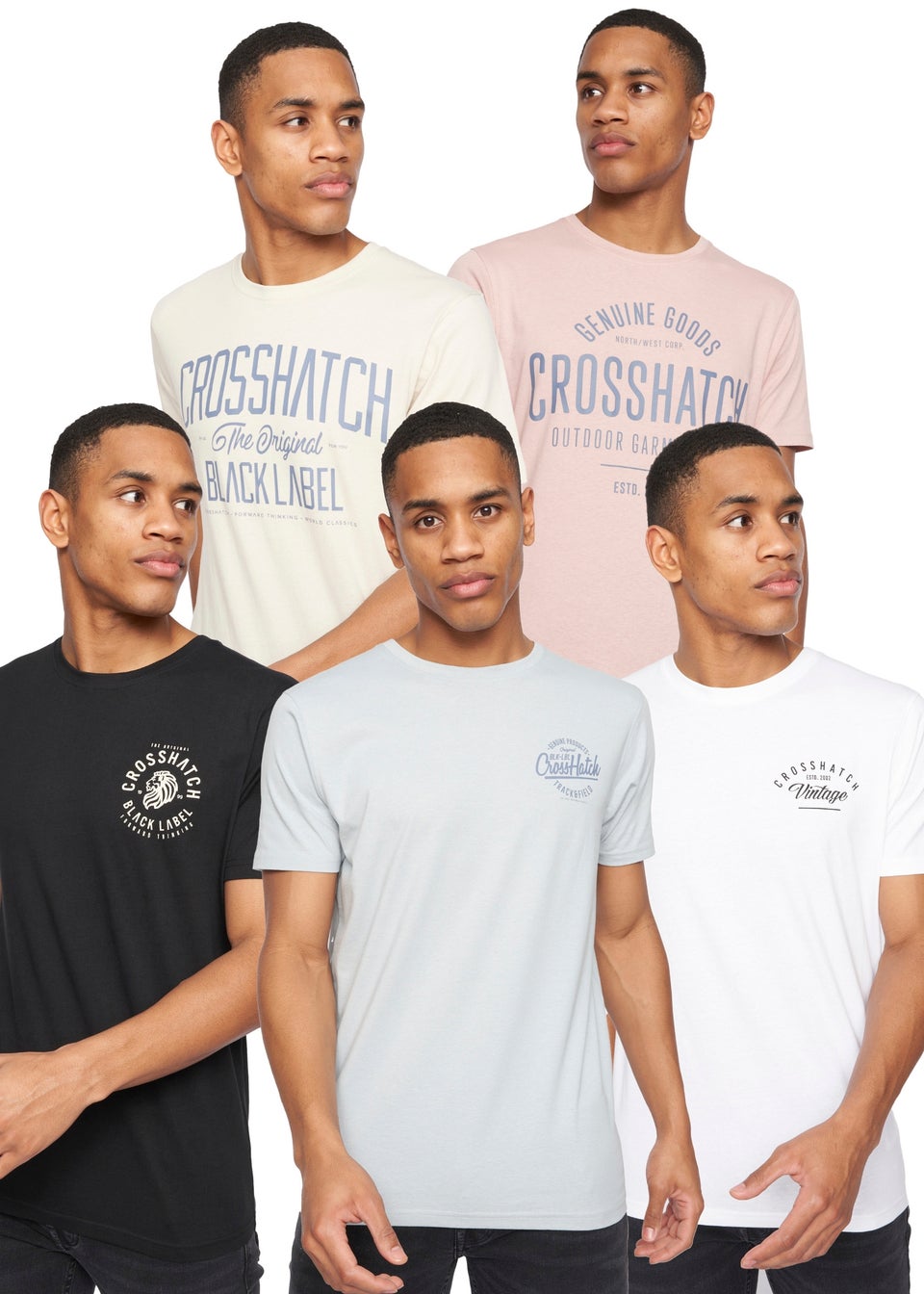 Crosshatch Multi Fremal T-Shirts (5 Pack)