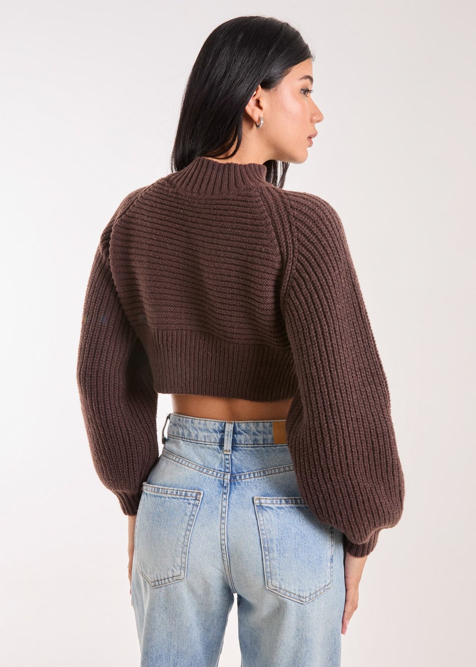 Pink Vanilla Brown High Neck Knitted Jumper