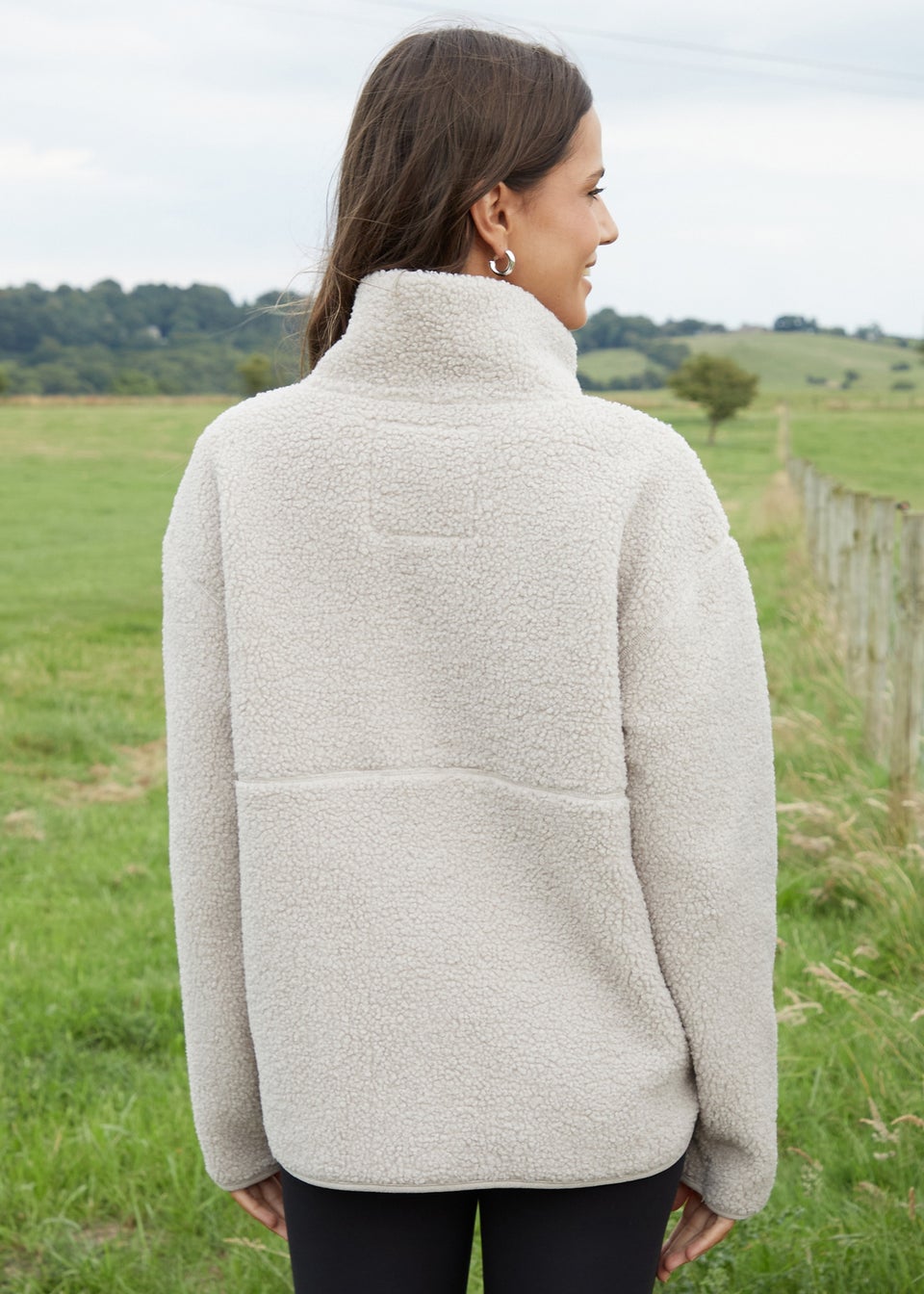 Threadbare Taupe Sian Half Zip Borg Fleece