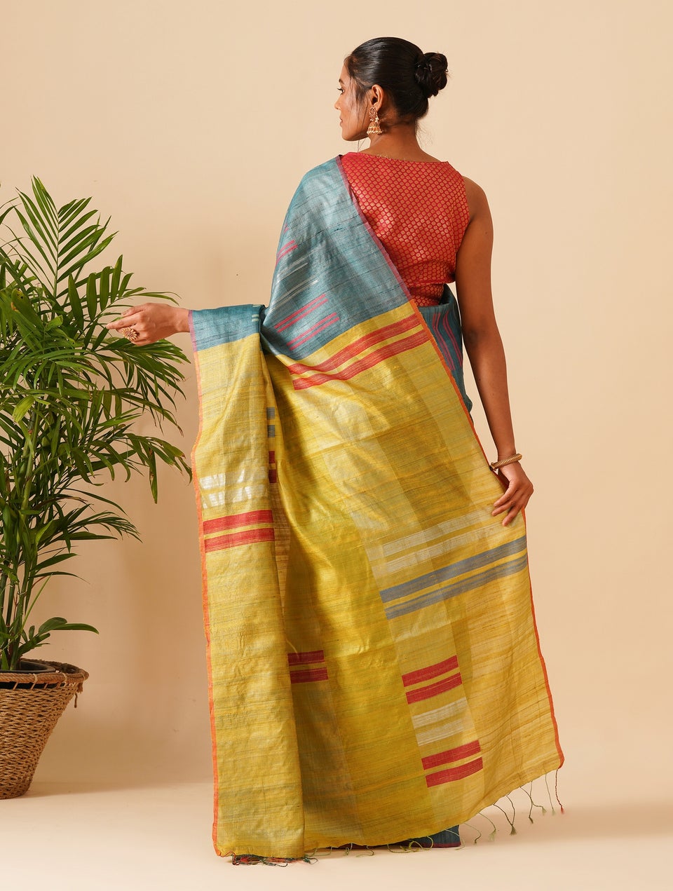 Kosala Blue Tussar Hand Woven Saree