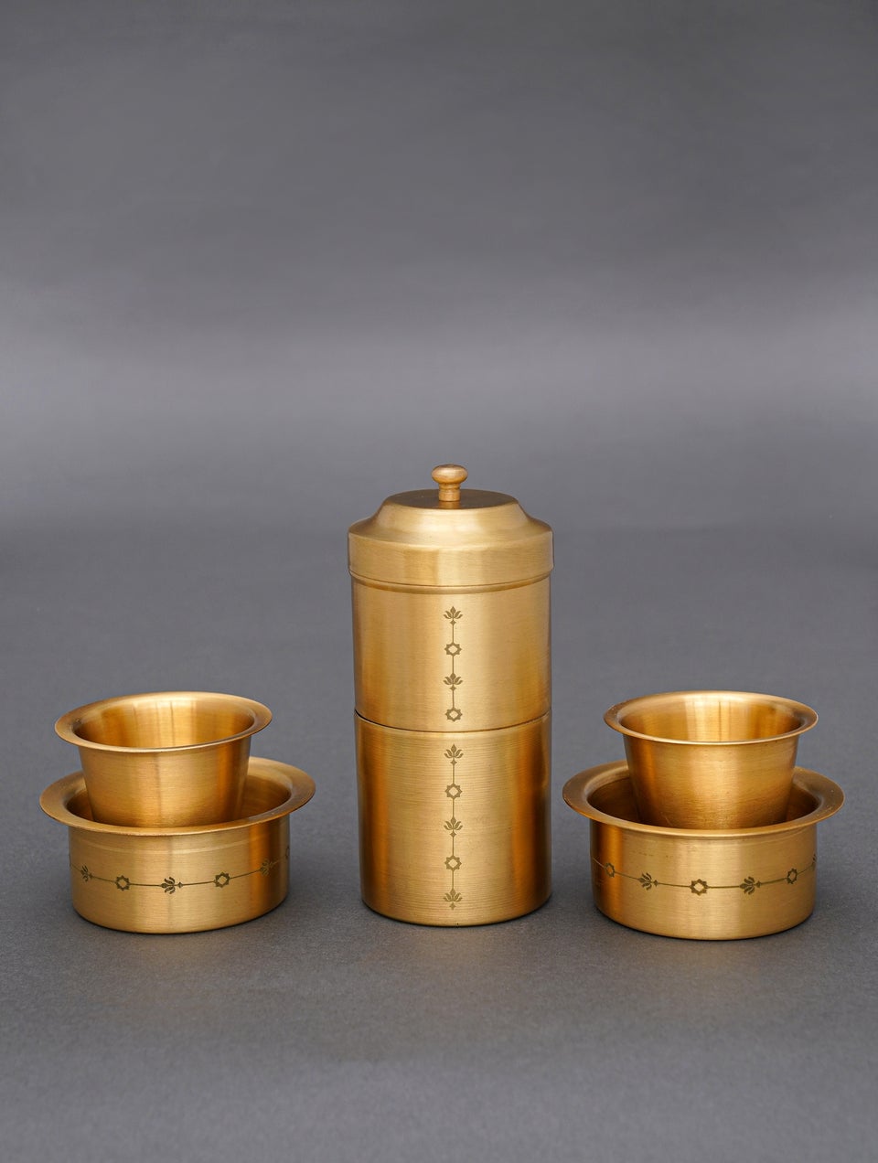 home Decor Antique Golden Brass Hand Crafted Coffee Set