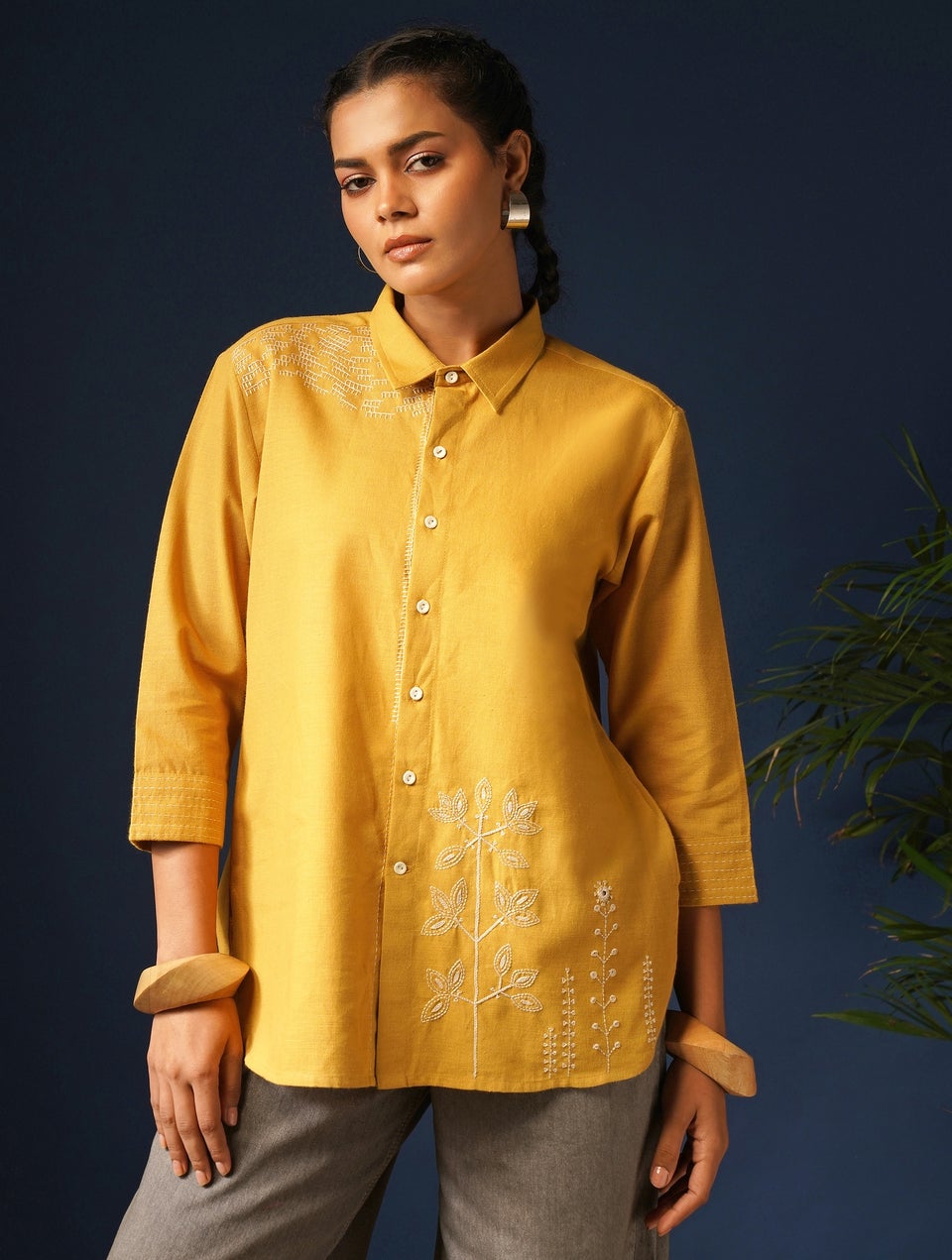 Mustard yellow shirt women's online